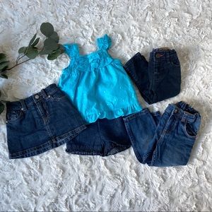 Girls 12 months clothing lot jeans skirt blue